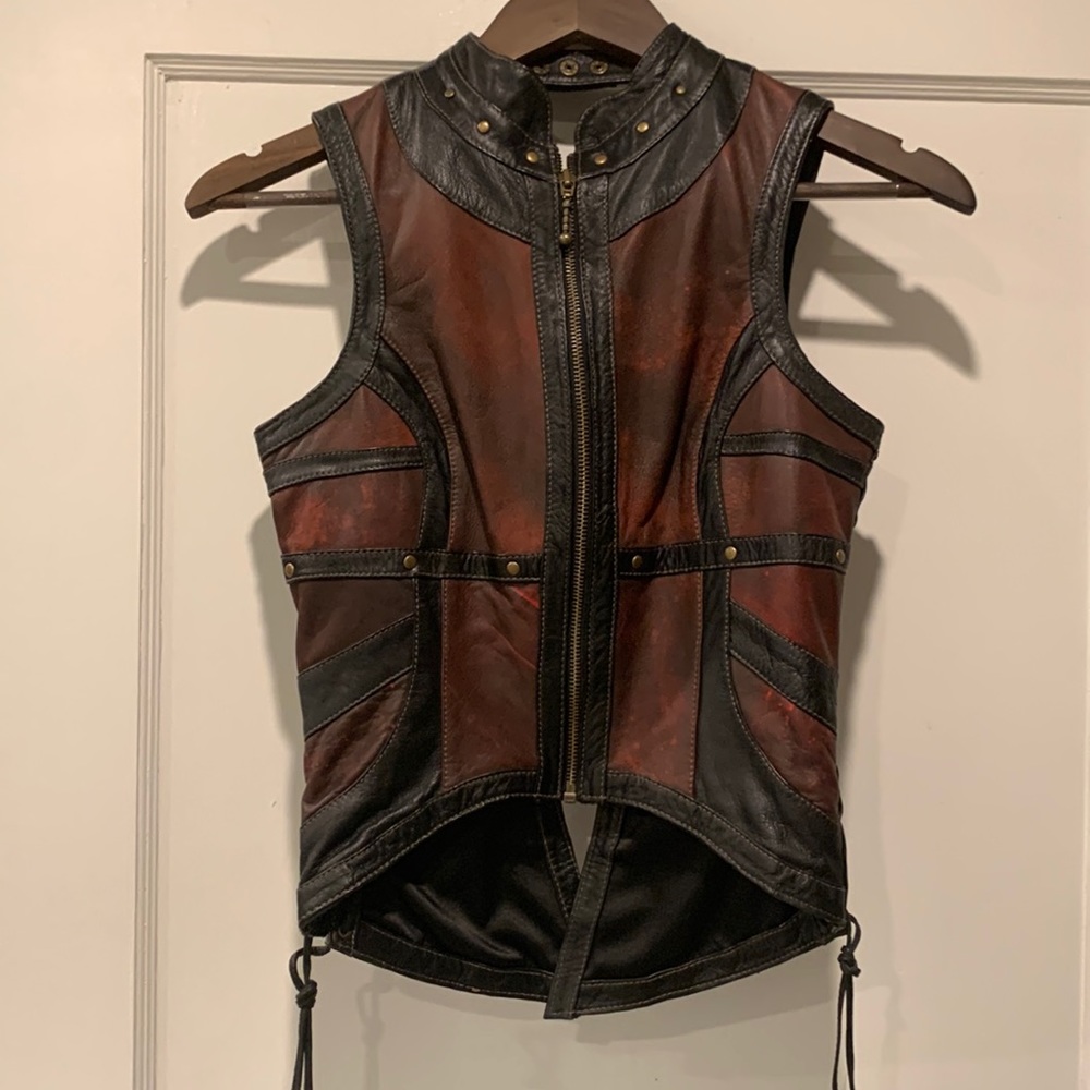 Shawna Hoffman Designer Leather Vest Size Small Women’s Petite